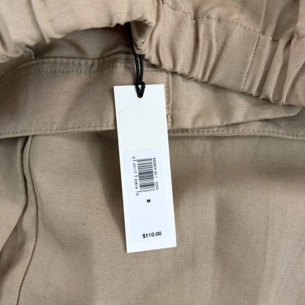 BANANA REPUBLIC Arcata Tencel-Linen Easy Wide Leg Pants in Beige Women Medium